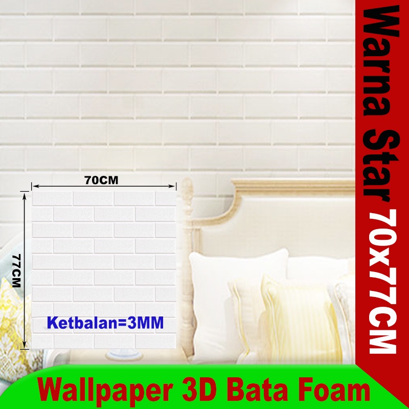 (Aimilo)  Wallpaper Dinding 3D Foam Motif Batu Bata Dekorasi Dinding Kamar Murah Ukuran 70 x 77 CM-3.5MM AiBK3-0