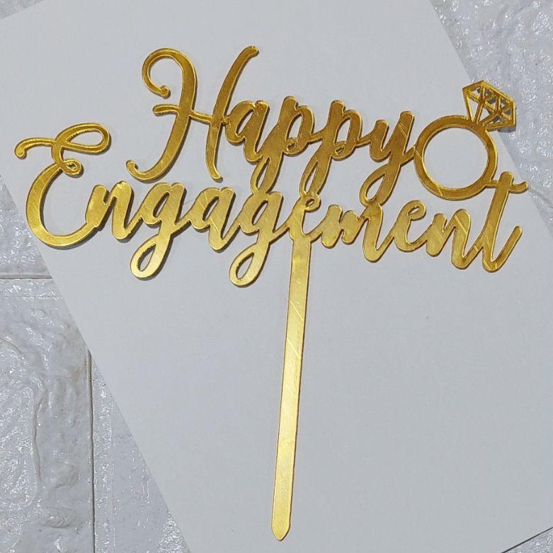 [IND Shop QR 16Ju8Ao] cake topper HAPPY ENGAGEMENT gold cincin hiasan kue tart lamaran tunangan ting