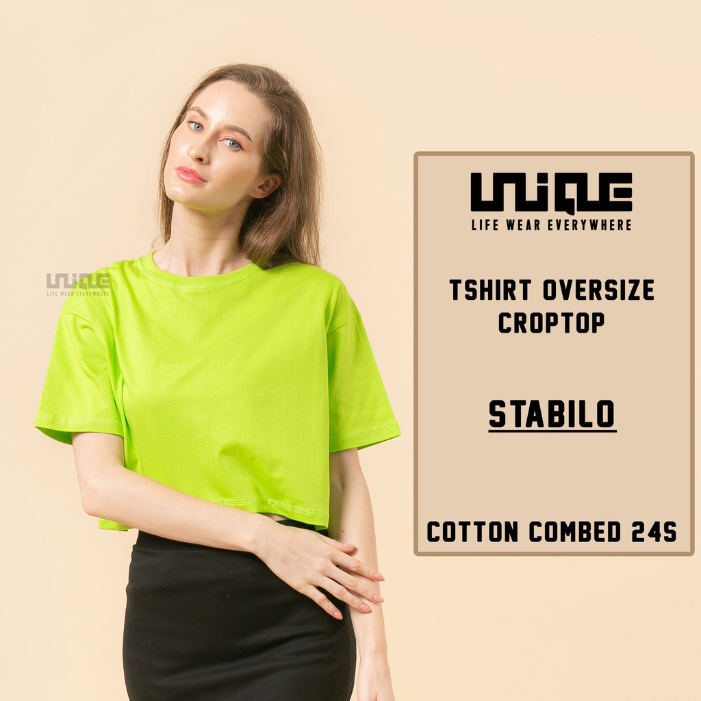 UNIQUE - (CropTop Series) Kaos Oversize Croptop Stabilo