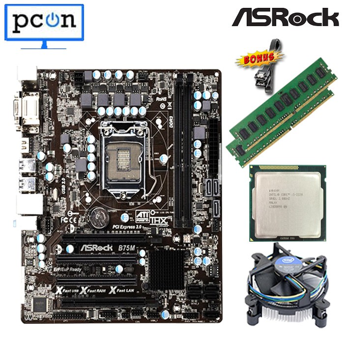 Paket Mainboard LGA 1155 B75 Asrock dan Processor I5 2320 RAM 8GB