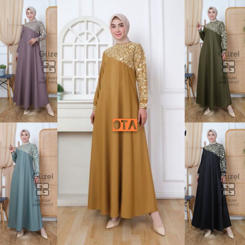 ARA//GAMIS HAJRAH AMETHYST TOYOBO - DRESS PESTA KONDANGAN TERBARU - BAJU GAMIS POLOS MODERN TERKINI/