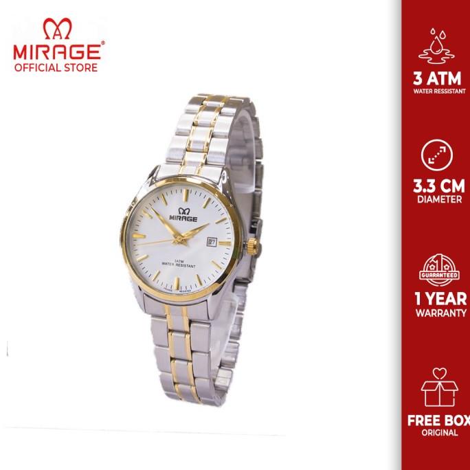 Jam Tangan Wanita Mewah Mirage Original 8708L Kombinasi Silver Gold