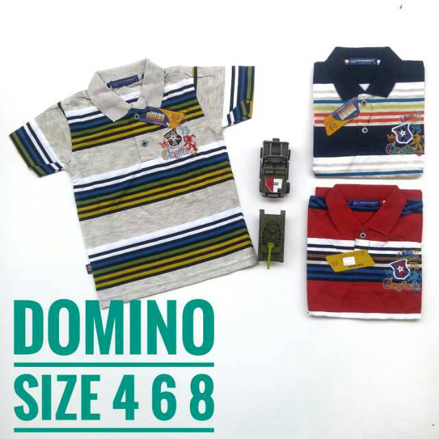 Kaos kerah anak domino salur size 4 6 8 cowok
