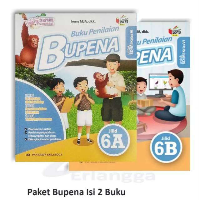 Buku teks penilaian BUPENA k13 Erlangga kelas 6A dan 6B semester 1 edisi terbaru