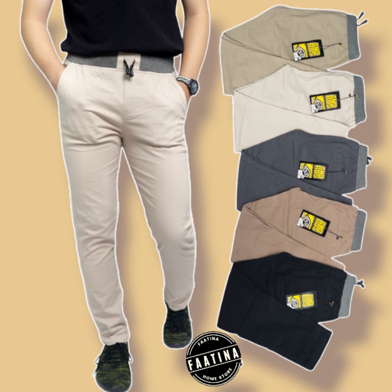 CELANA CHINO PANJANG PRIA | CELANA CHINOS RIB KARET | CELANA KAIN SLIMFIT