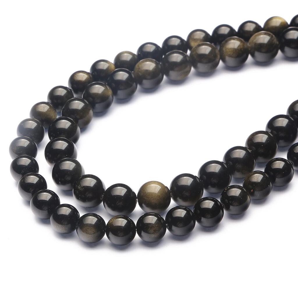 32-89 pcs Hot Jual Natural Golden Obsidian Stone Beads, Diameter 4/6/8/10/12mm, Diameter lubang sekitar 1mm, untuk Membuat Perhiasan DIY Strand