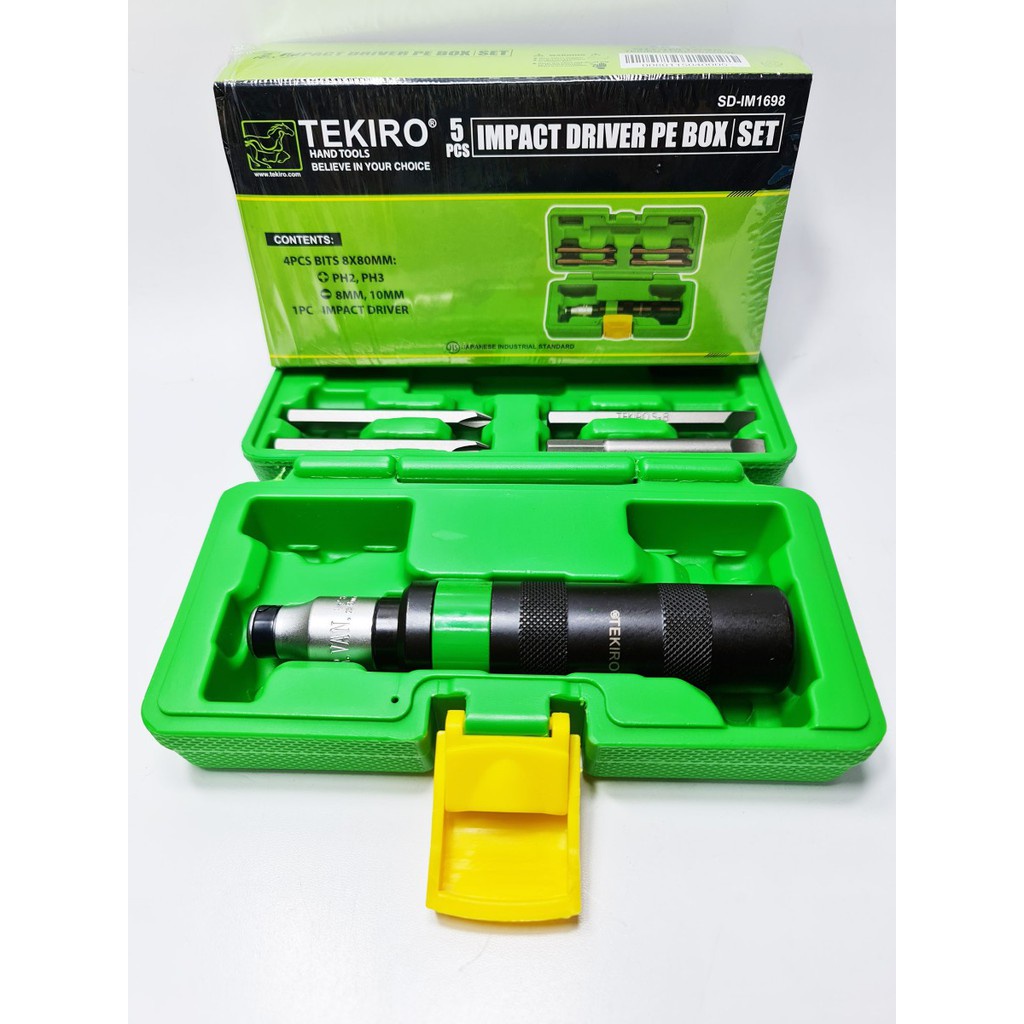 Tekiro IMPACT DRIVER SET 5 PCS PE BOX TEKIRO OBENG KETOK 5 PCS BOX PE PLASTIK SD-IM1698