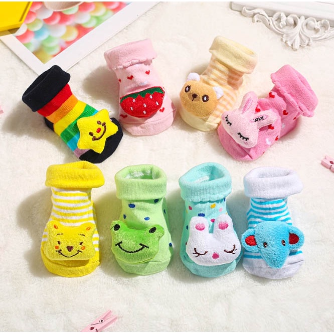 Kaos Kaki Anak Bayi Anti Slip Karakter Boneka 3D Kaos Kaki Anak Perempuan Laki Laki Motif Kartun 3D Lucu Baby Socks Kids Cut