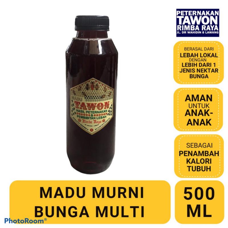 

Madu Bunga Multi - Peternakan Tawon Rimba Raya 500 ml/250ml kemasan botol plastik