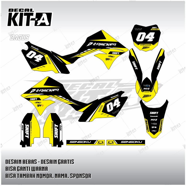 Decal Stiker KLX 150 New Dtracker Kuning Dekal Striping Sticker New KLX Dtreker Kuning Hitam