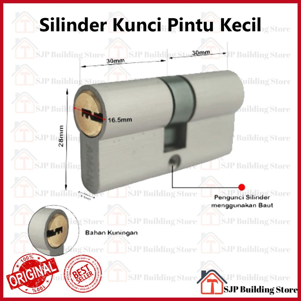 Silinder kunci besar anak kunci besar Cylinder l Silinder l Anak Lubang Kunci Pintu Kecil Jantung Kuningan