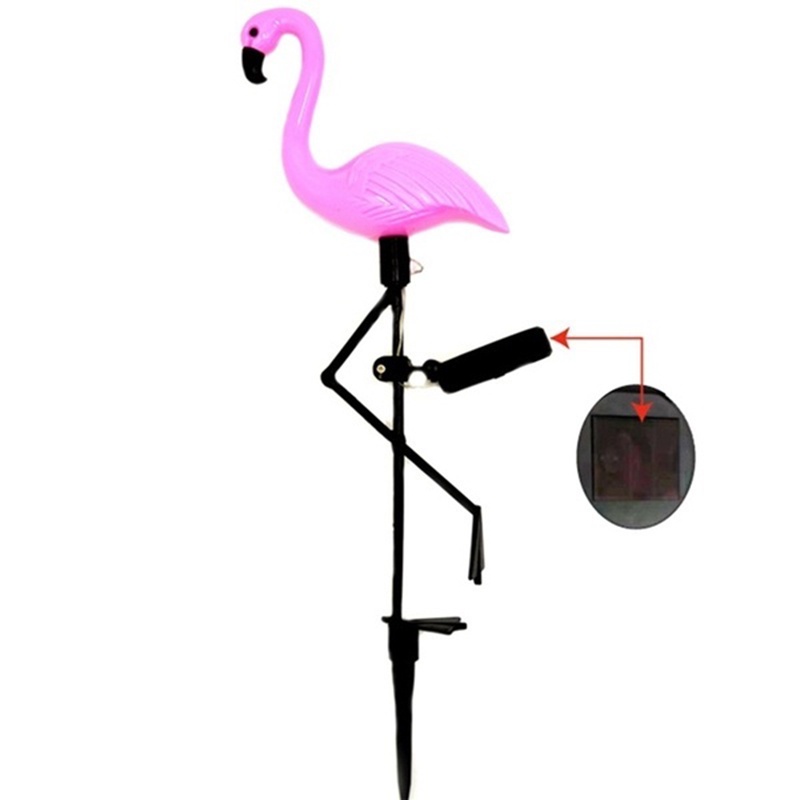 (LUCKID) Lampu Taman Led Tenaga Surya 3-Led Bentuk Flamingo