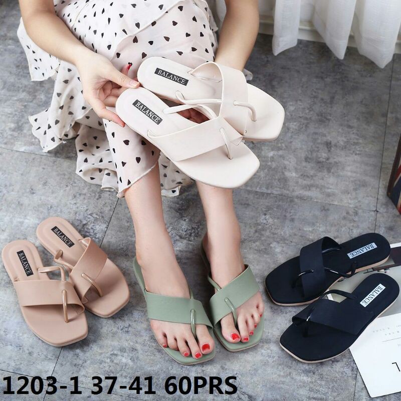 Balance sendal slide flat cewek wanita 1203
