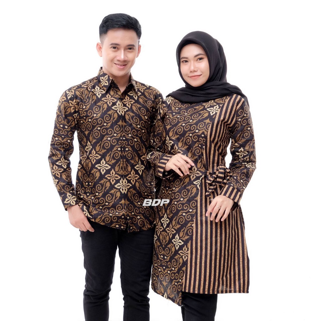 Baju Batik Couple Pasangan Kapelan Kapel Suami Istri Coupel Tunik Kemeja Batik Kondangan