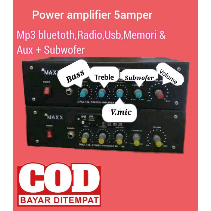 Power Amplifier 5Amper Subwoofer Mp3 Bluetooth