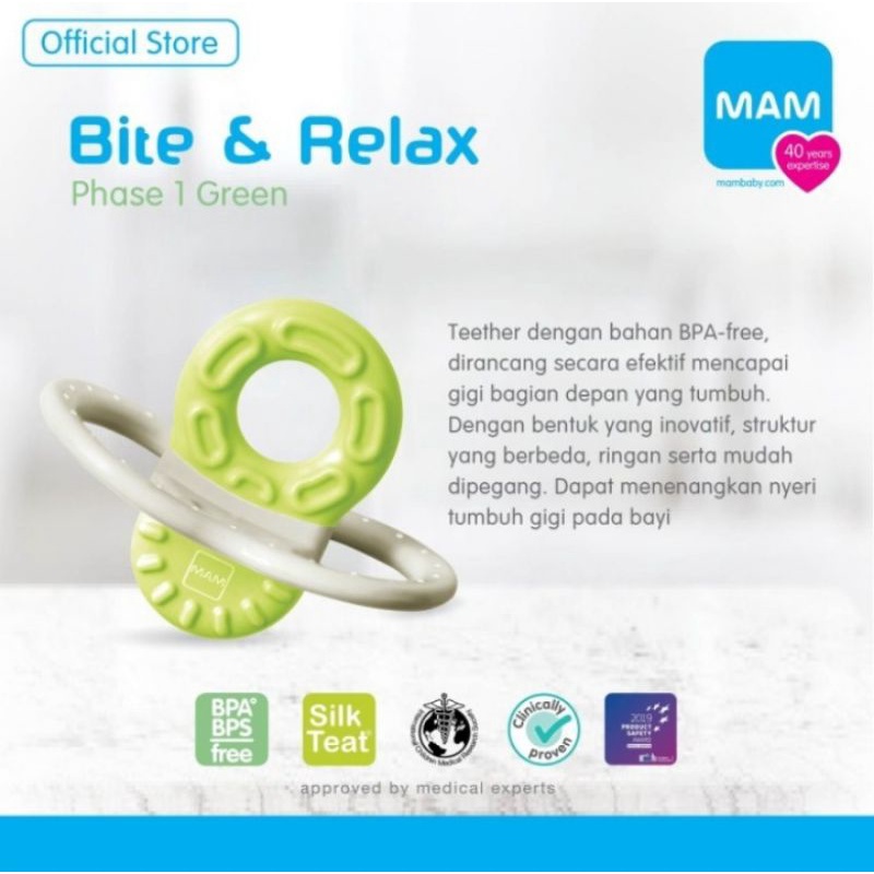 MAM Teether Bite &amp; Relax Phase 1 / Gigitan Bayi (Tersedia varian warna)