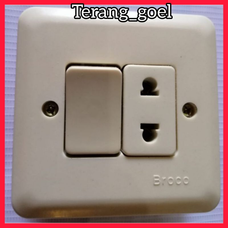 BROCO SAKLAR ENGKEL + STOP KONTAK TANAM / IB SINGLE SWITCH + SOCKET OUTLET  NEW GEE CREAM BROCO