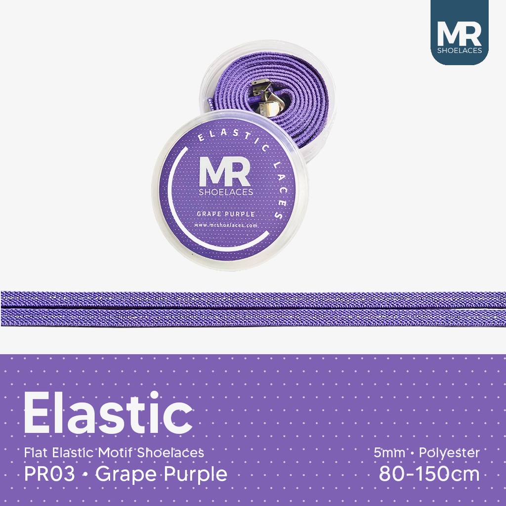 MR Shoelaces PR03 Elastic Grape Purple Tali Sepatu Flat Elastis 80cm 100cm 120cm 150cm