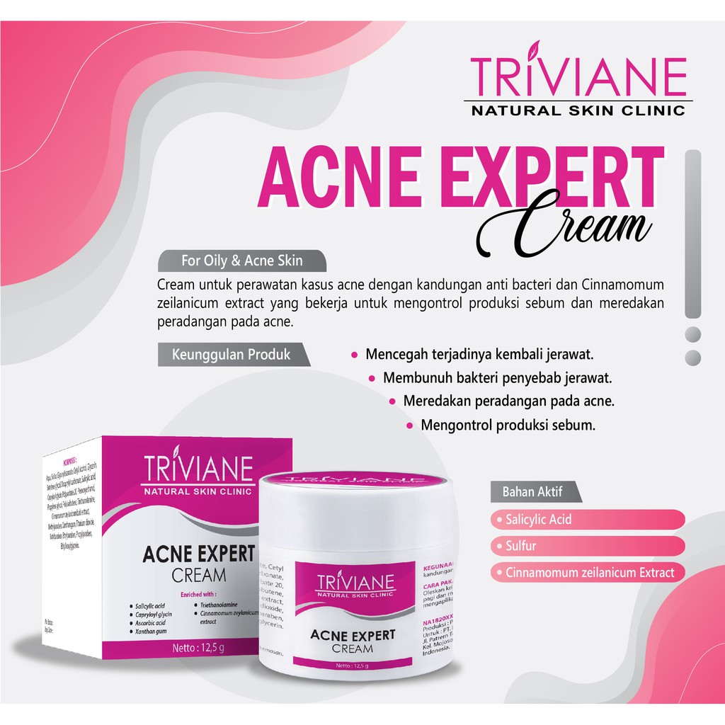 Triviane Acne Expert Cream 12,5gr Original / Krim Malam Wajah Berjerawat BPOM Aman