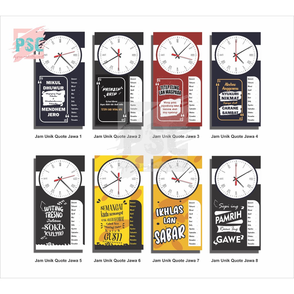 Hiasan Pajangan Poster Kayu Pajangan Jam Dinding Unik 16x30 cm Quote Jawa Dekorasi Ruangan Kamar