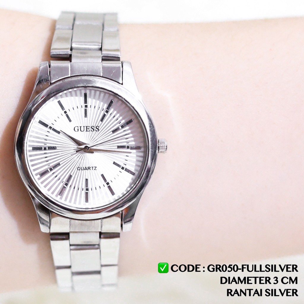 Jam tangan COUPLE rantai murah pria dan wanita warna silver dan hitam harga GROSIR GR035