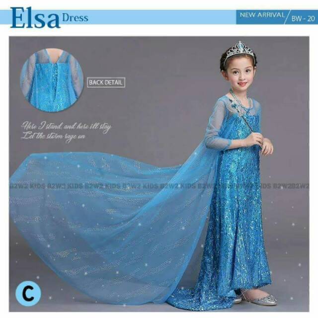 Gaun Princess Elsa Frozen Baju Pesta Anak Perempuan Kostum Princess Elsa Dress Anak Gaun Anak Impor