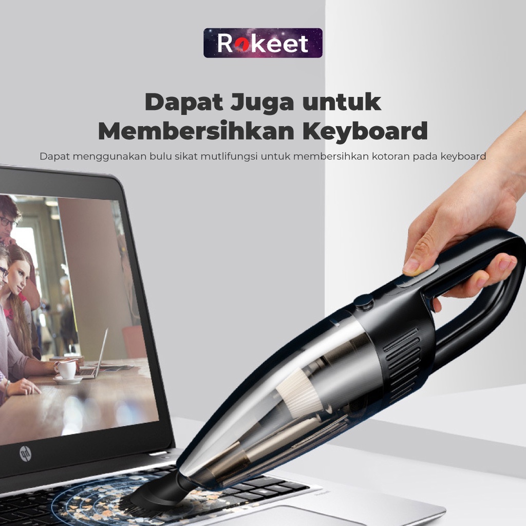 BESTPROMO Rokeet Wireless Vacuum Cleaner Penyedot Debu Kuat 7000PA Portable Mini Penghisap Debu
