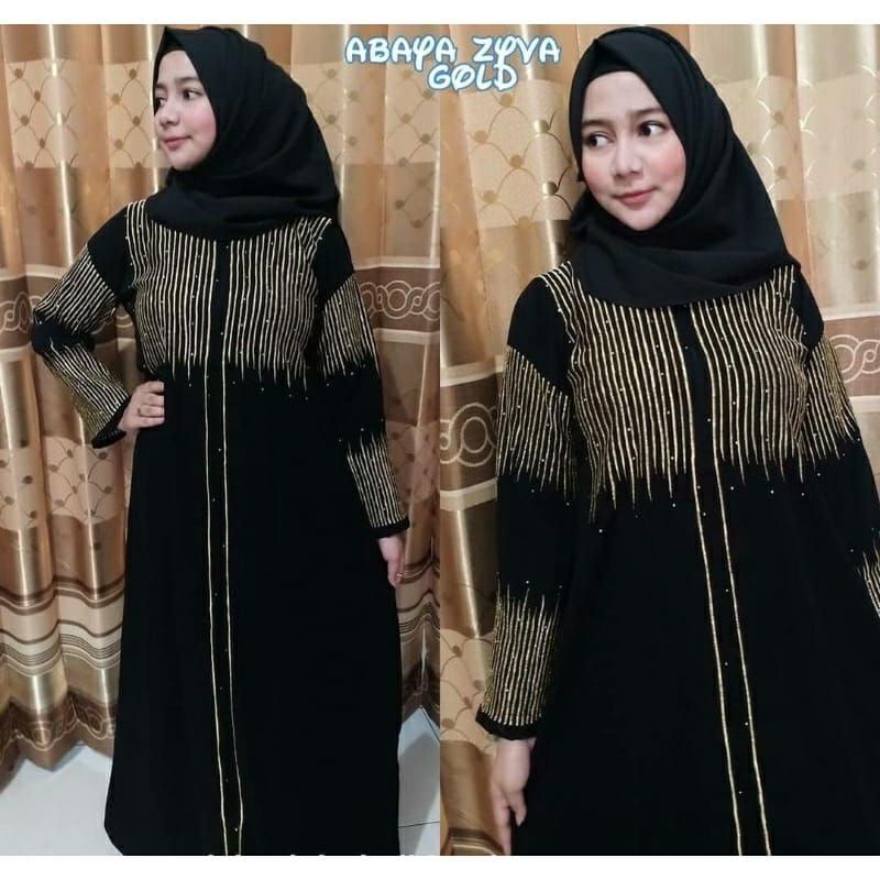 Gallery Exclusive Abaya Hitam Gamis Bordir Turkey Zyva Busui