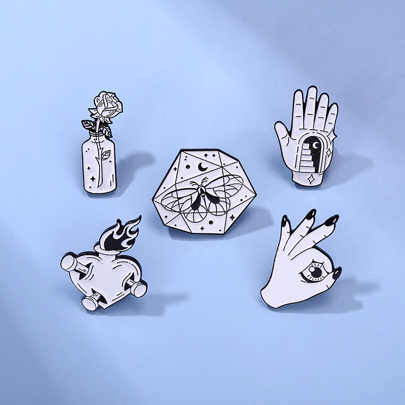 Bros Pin Model Dark Punk Palm Amber Butterfly Untuk Aksesoris Pakaian