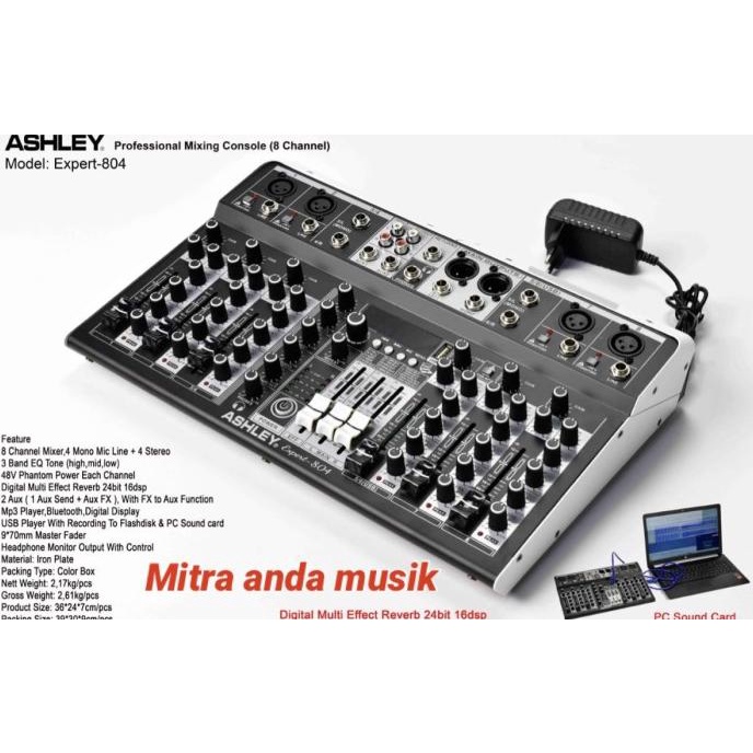 Mixer audio usb bluetooth soundcard rec usb ashley expert804