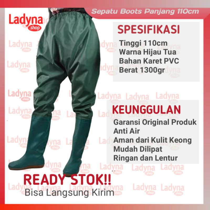 Sepatu Boots Celana 110cm Karet Petani Sawah Anti Lumpur dan Keong Harga Murah