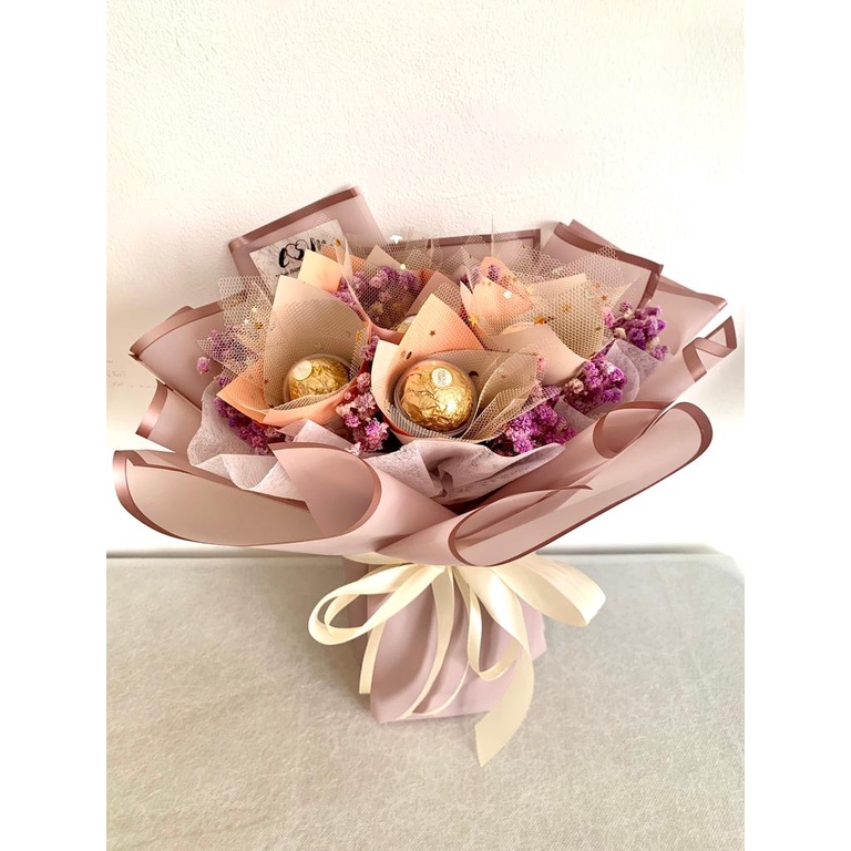 Exp Lama (COD) ESMGIFTS - Sweet Love Ferrero Rocher Flowers Bouquet/ Buket Ferrero/ Buket Coklat/