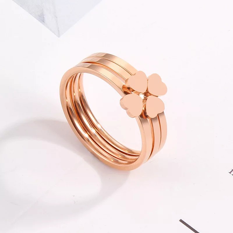 Cincin Fashion Korea Titanium Anti Karat Susun Tiga - ercassia