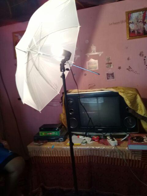 Light Stand+payung Putih+single Lamp Holder
