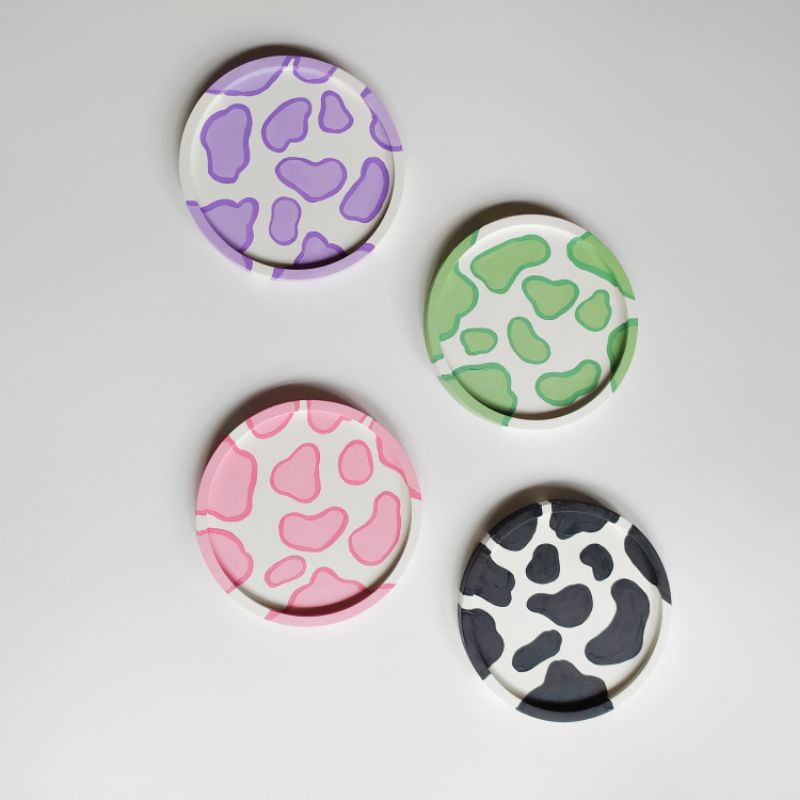 tray oval / coaster round / alas gelas tatakan gelas / ala korea / lucu / murah meriah / aesthetic /