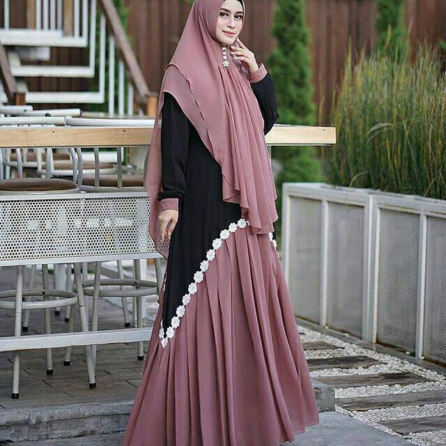 Liana Syar'i (Dress + Khimar), DRESS MUSLIM, baju wanita, baju gamis, dress, gamis, Baju gamis