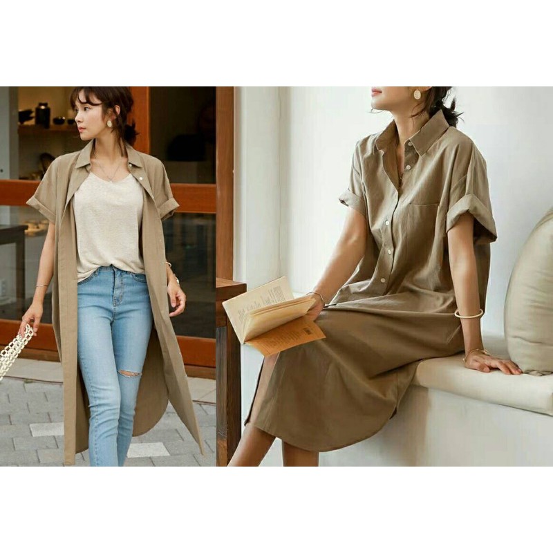 tunik panjang diana / tunik wanita moscrepe lengan pendek