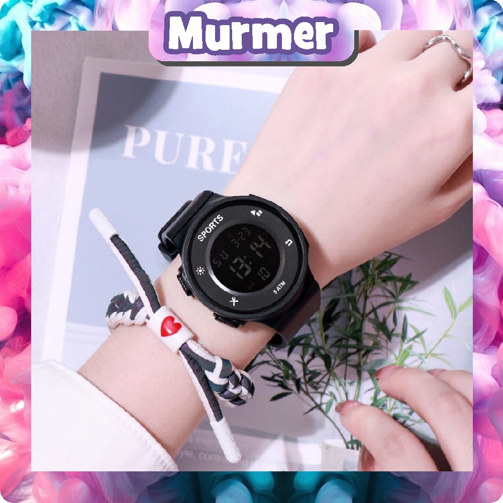 Murmerofficial Jam Tangan Rubber Digital Sport Bulat Wanita Dan Pria Fashion Gaya Korea Import JT034