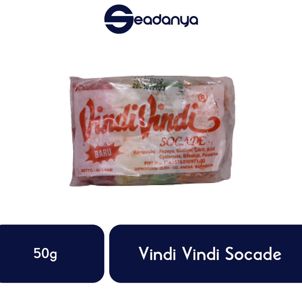 

*Vindi Vindi Socade/Sukade 50g Merah , Hijau , Kuning Sertifikasi: - BPOM - HALAL MUI