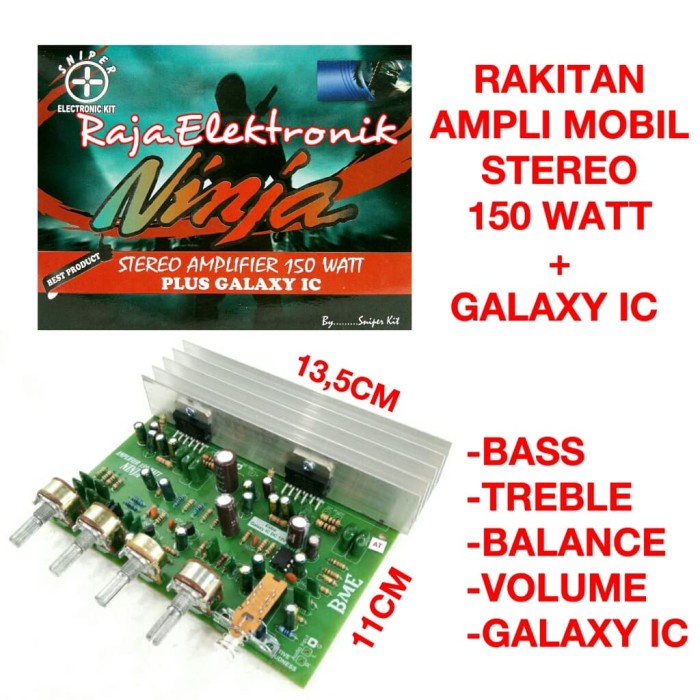 Kit Ampli Mobil Stereo BME 150W DC 12V Galaxy Ic Rakitan Amplifier 12V