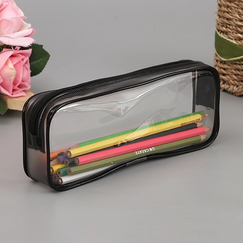 [1Pcs PVC  High Quality Multifunction Clear Storage Bag] [ Zipper Lock Large Capacity Pencil Case]