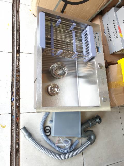 Bak cuci piring thsink stainless 304 tebal 60cmx45cm ada tempat pisau PROMO