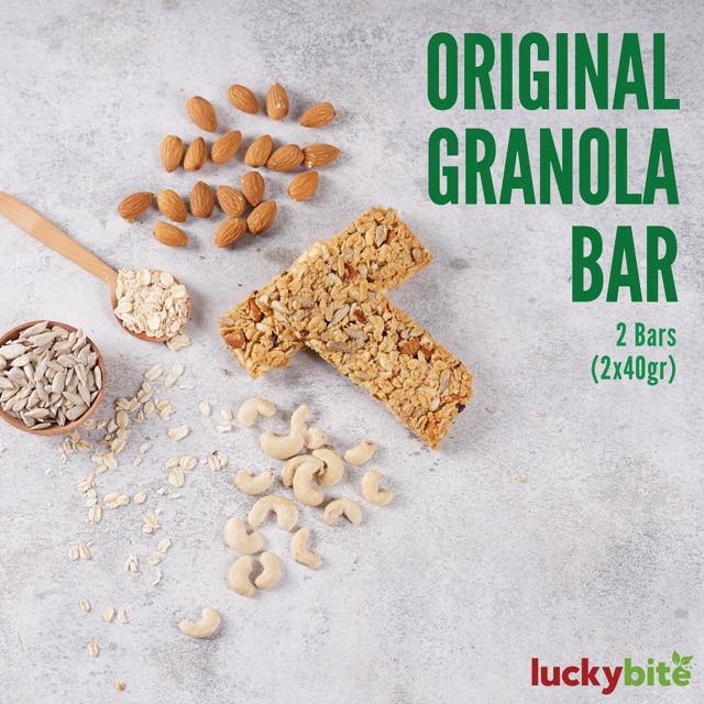 Original Granola Bar (2 Bars) - Almond, Cashew, Raisins, Chia Seed, Sunflower Seed - LUCKYBITE