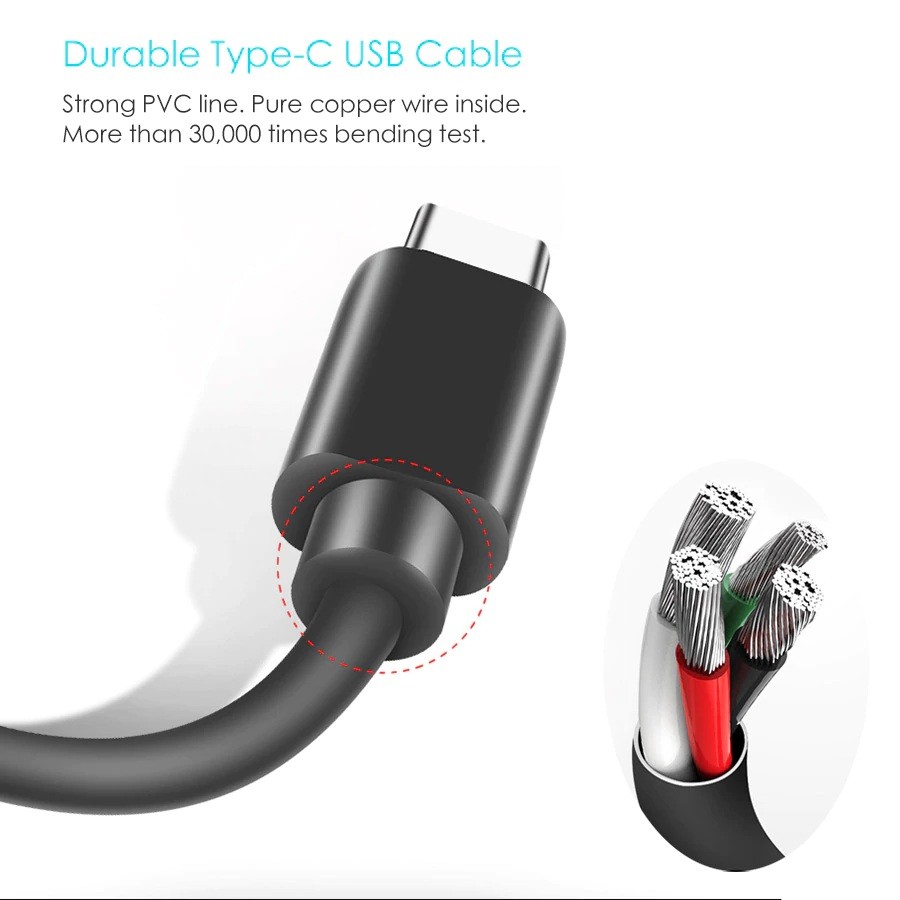 Kabel Data Charger Sync USB Type C - HITAM