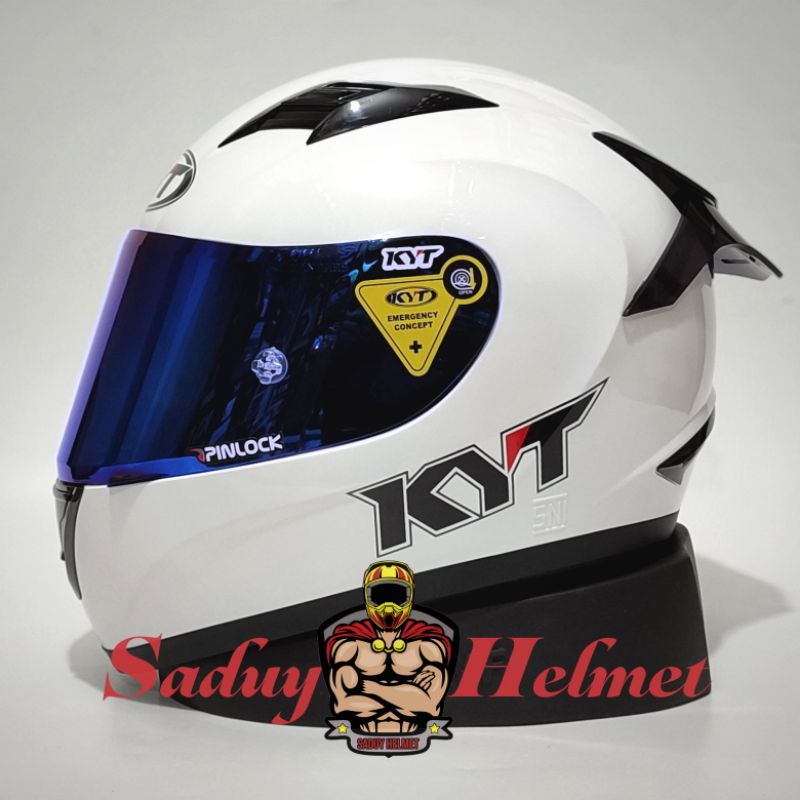 HELM KYT R10 SOLID HITAM DOP - BLACK DOP PAKET GANTENG-Putih Paket