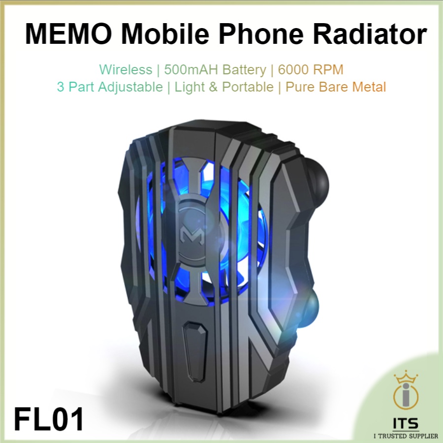 ITS Memo Original FL01 LED Ponsel Cooler Gaming 500 mAh Kipas Ptindin HP Fancooler Fan Cooling LED FL-01