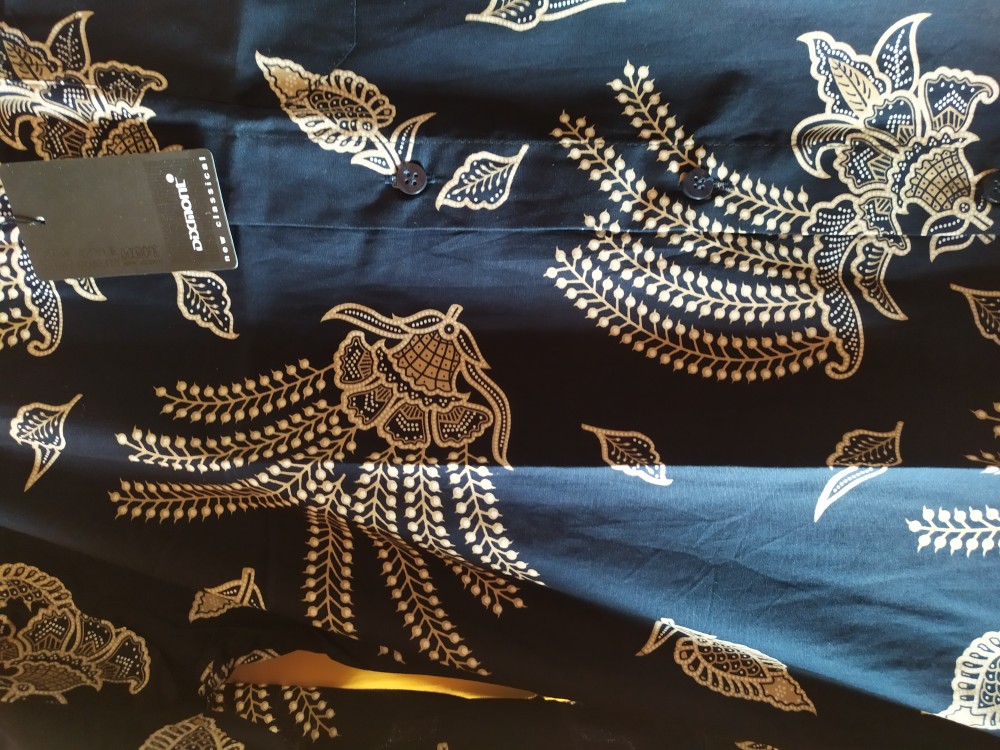 Kemeja Batik Pria Lengan Panjang Bl63 Katun Motif Modern Dixmont Semi Slimfit