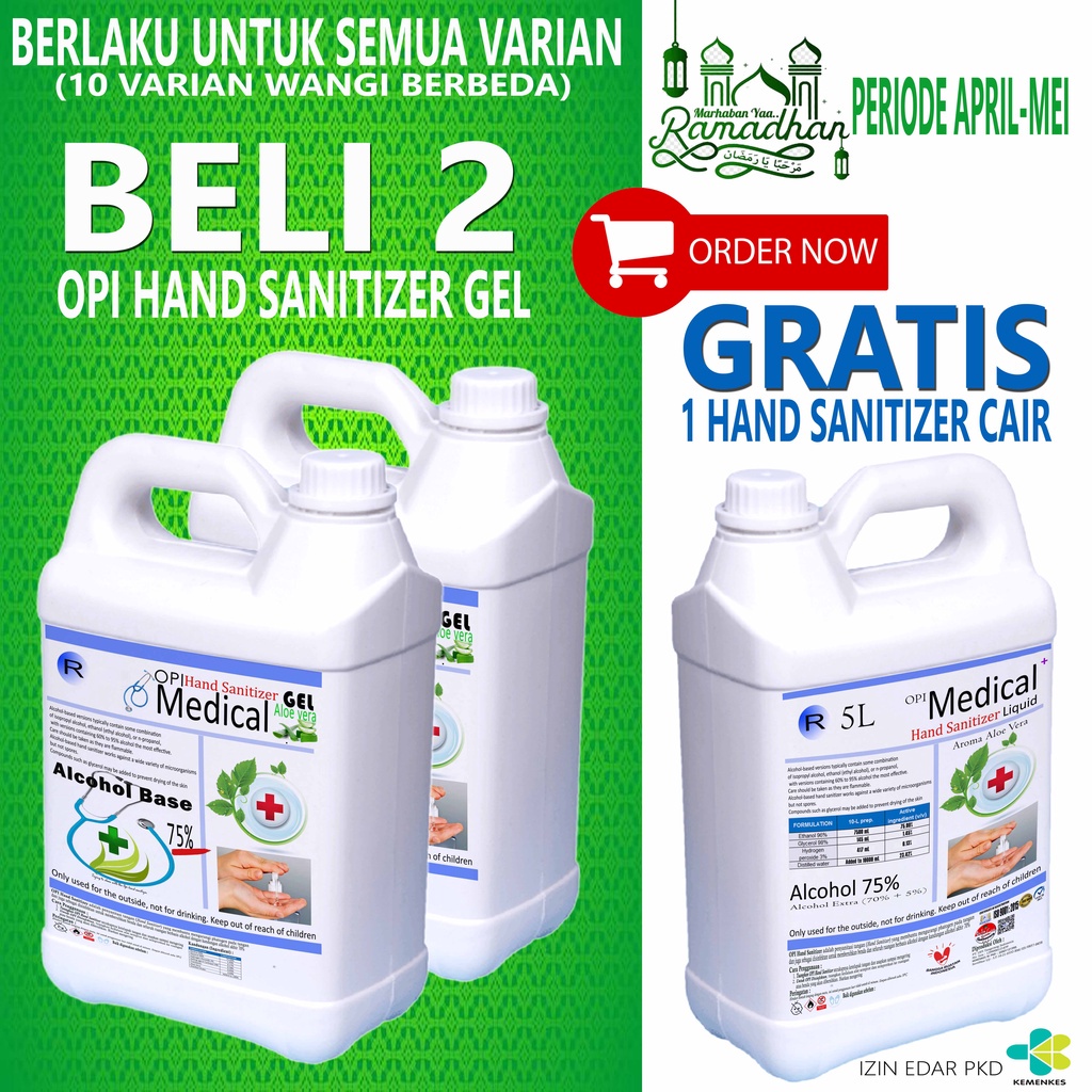 Refill Hand sanitizer gel 1 Liter dan  5 liter promo klik 2 bonus 1 hand sanitizer cair  OT3023N909