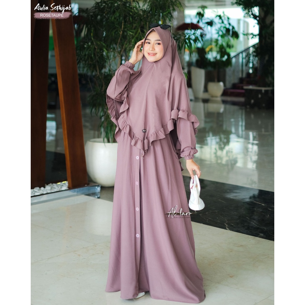 Gamis AULIA Original By Alfaro branded set khimar Itycrepe Premium Kancing TERBARU al faro-ROSTAUPE