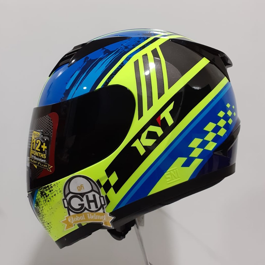 HELM KYT R10 #4 BLACK YELLOW BLUE KYT R-10 #4 KYT R-10 SMOKE VISOR